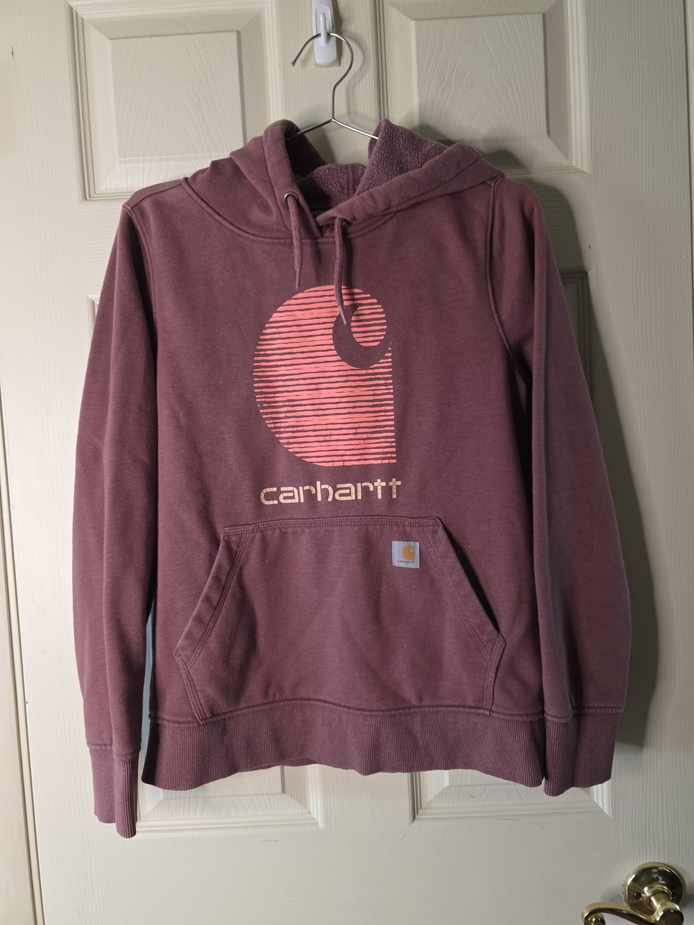Carhartt Women's Rain Defender Midweight "C" Graphic Hoodie - Mauve Pink Size S